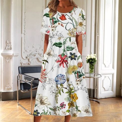Women's Floral Print Midi Dress