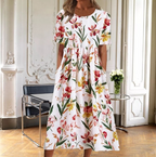Women's Dress | Floral Midi Short Sleeve