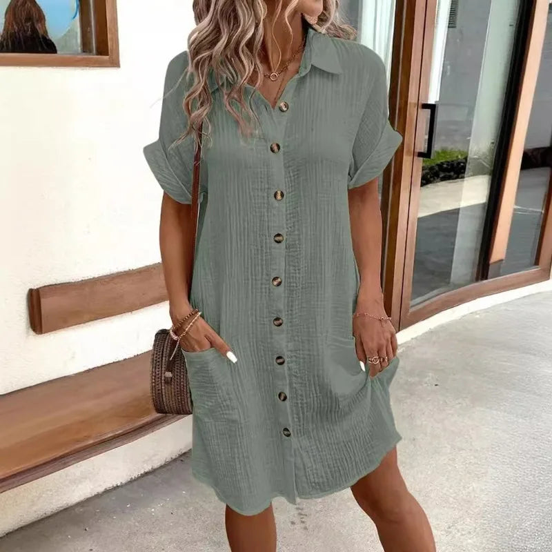 Dames Elegante Shirt Mini Jurk