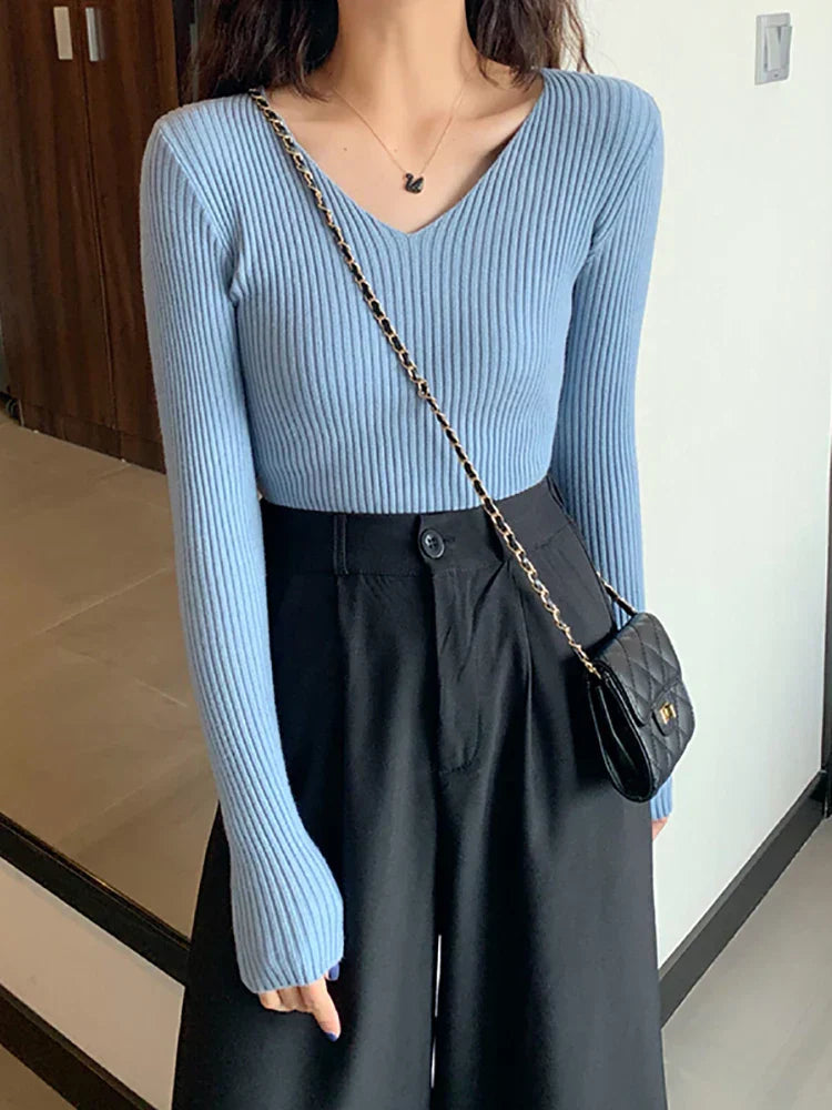 Xara Jumper | Dames Herfst Slim Geribde Gebreide Jumper