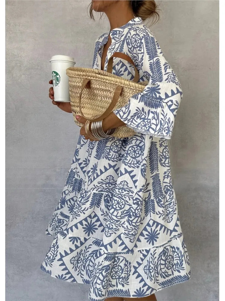 Dames Tribal Midi Jurk Relaxed Fit