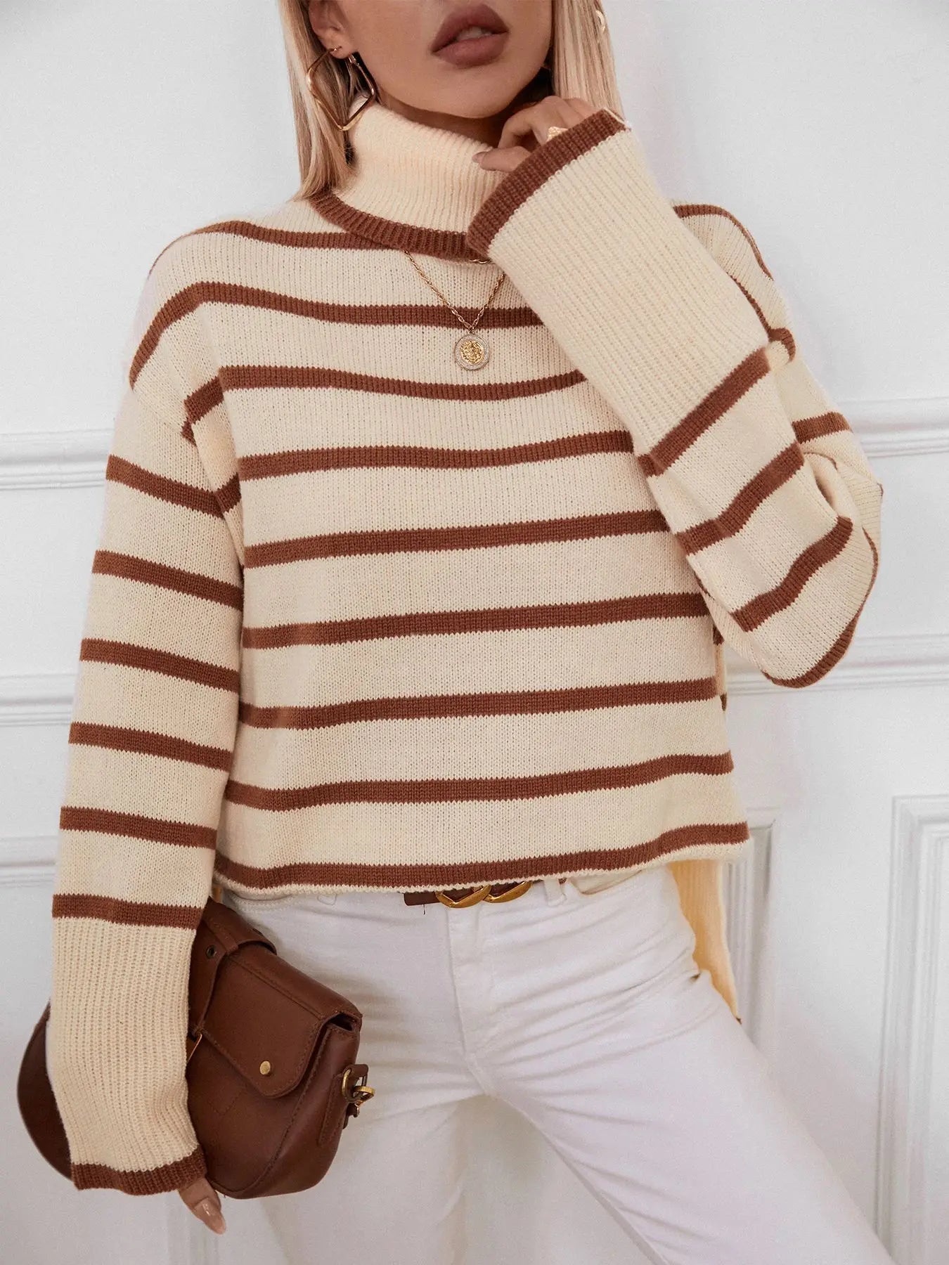 Yolani Jumper | Herfst Gestreepte Coltrui Gebreide Jumper