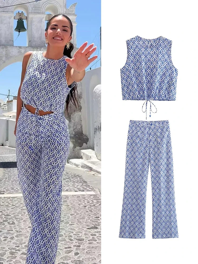 Michaela Set | Chique Print Top en Broek Set
