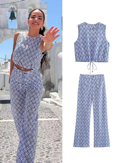 Michaela Set | Chique Print Top en Broek Set