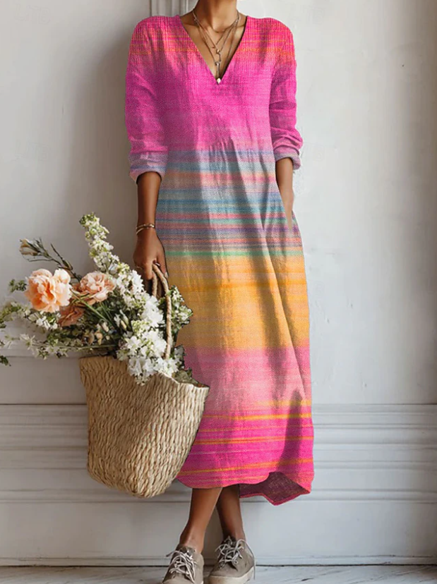 Women's Comfort Floral Patchwork Style Midi Dress