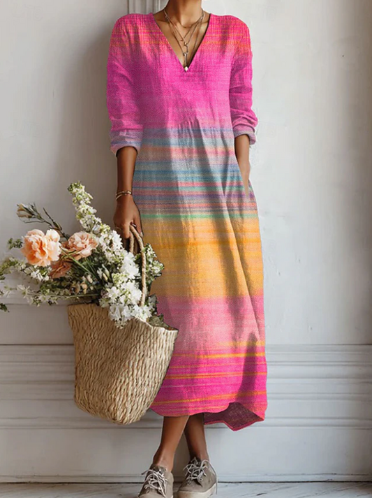 Dames Comfort Midi Jurk Florale Patchwork Stijl