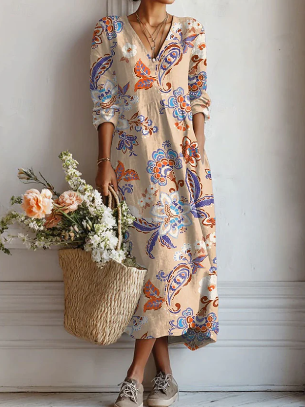 Dames Vintage Prairie Comfort Midi Jurk