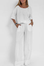 Dames Linnen Look Tweedelige Set