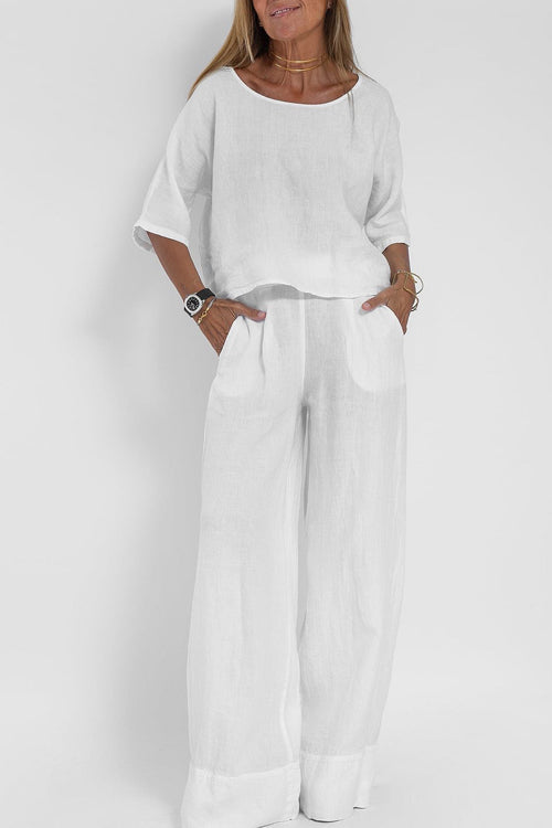 Dames Linnen Look Tweedelige Set