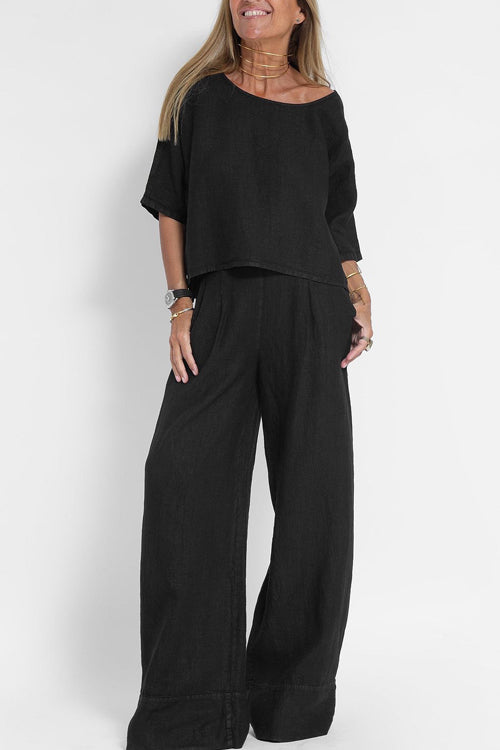 Dames Linnen Look Tweedelige Set