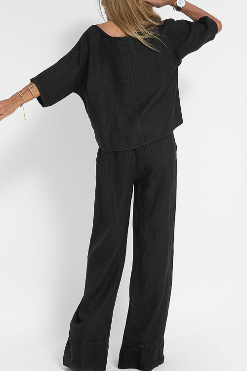Dames Linnen Look Tweedelige Set