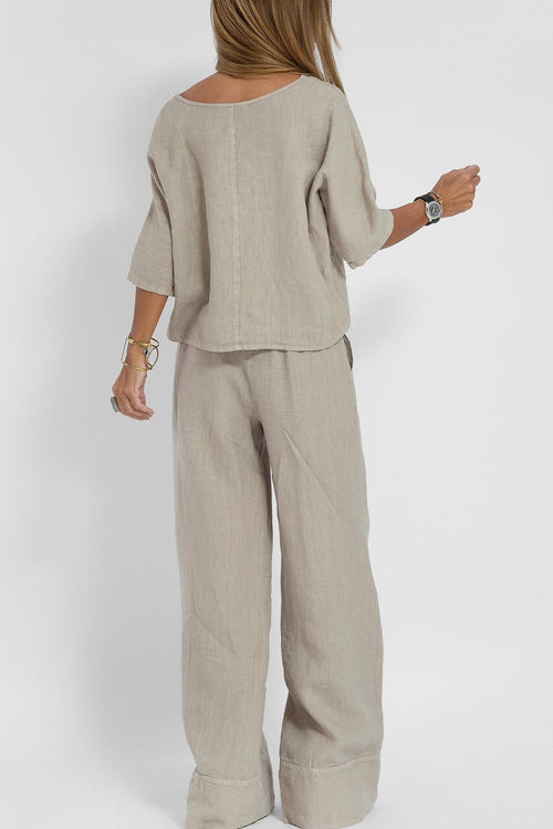 Dames Linnen Look Tweedelige Set