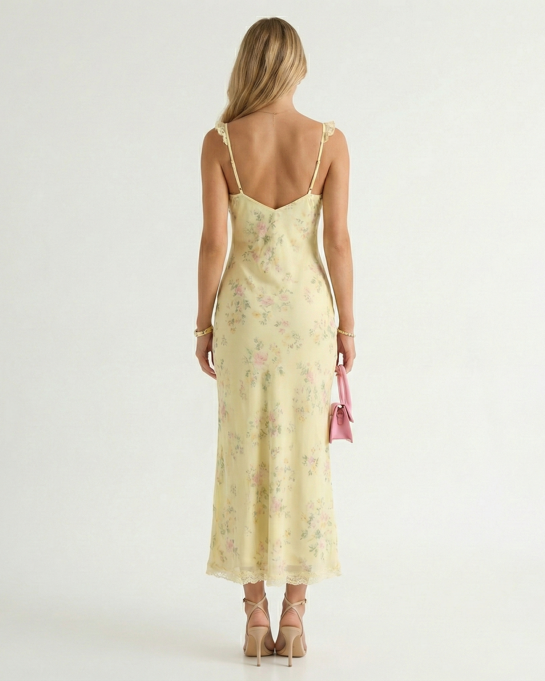 Dames Bloemenprint Midi Jurk Spaghettibandjes