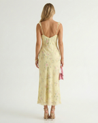 Women's Floral Print Midi Dress Spaghetti Straps
