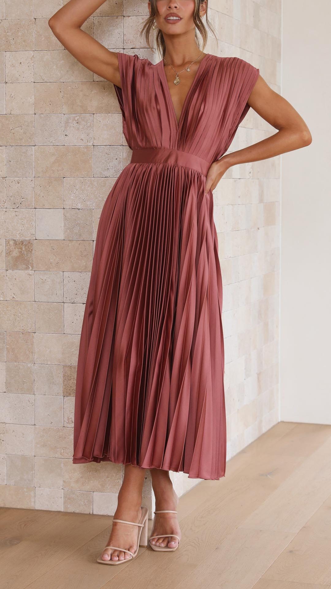 Dames Maxi Jurk Plooien
