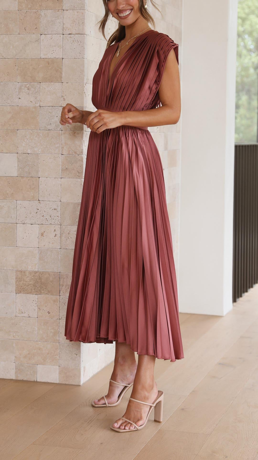 Dames Maxi Jurk Plooien