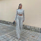 Vilda Set | Vrouwen franje Sequin Top en Broek