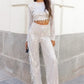 Vilda Set | Vrouwen franje Sequin Top en Broek