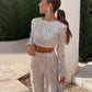 Vilda Set | Vrouwen franje Sequin Top en Broek