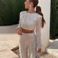 Vilda Set | Vrouwen franje Sequin Top en Broek
