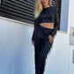 Vilda Set | Vrouwen franje Sequin Top en Broek