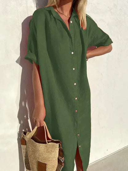 Ottavia Jurk | Vrouwen Casual Knoop-Down Midi Jurk