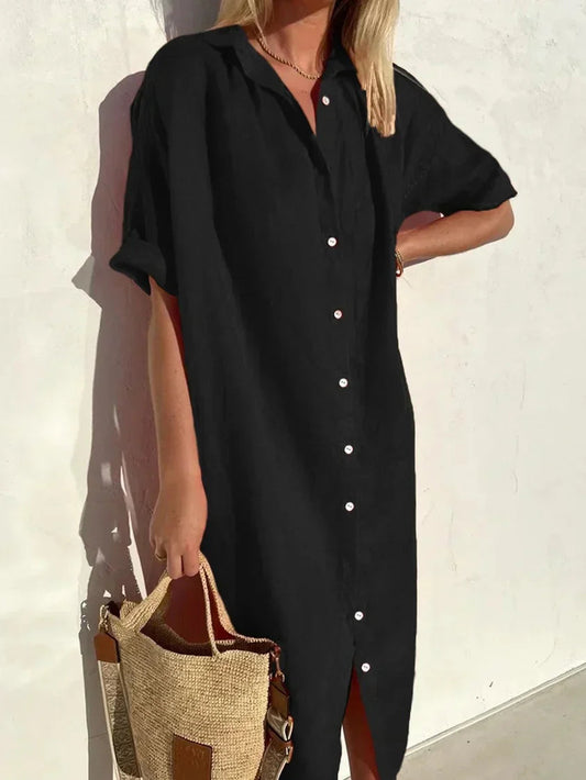 Ottavia Jurk | Vrouwen Casual Knoop-Down Midi Jurk