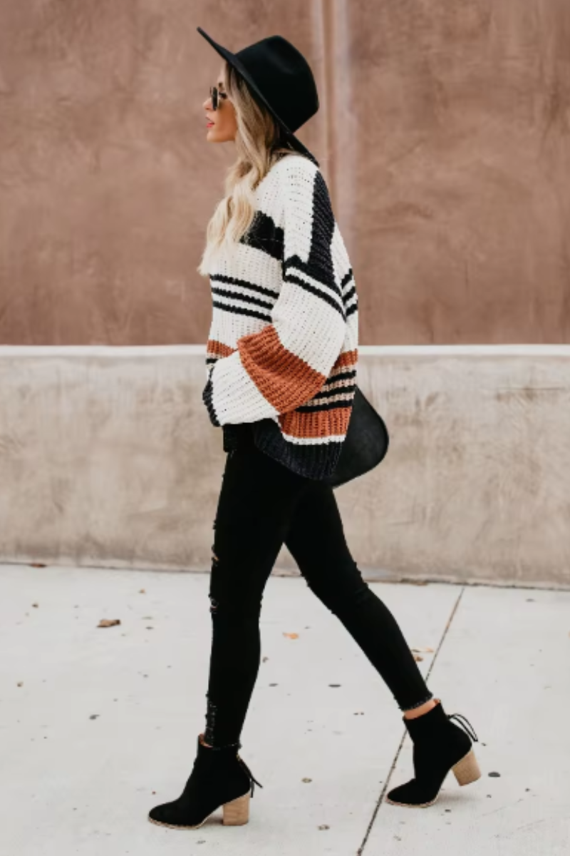 Xaniyah Jumper | Dames Winter Elegante Gestreepte Jumper