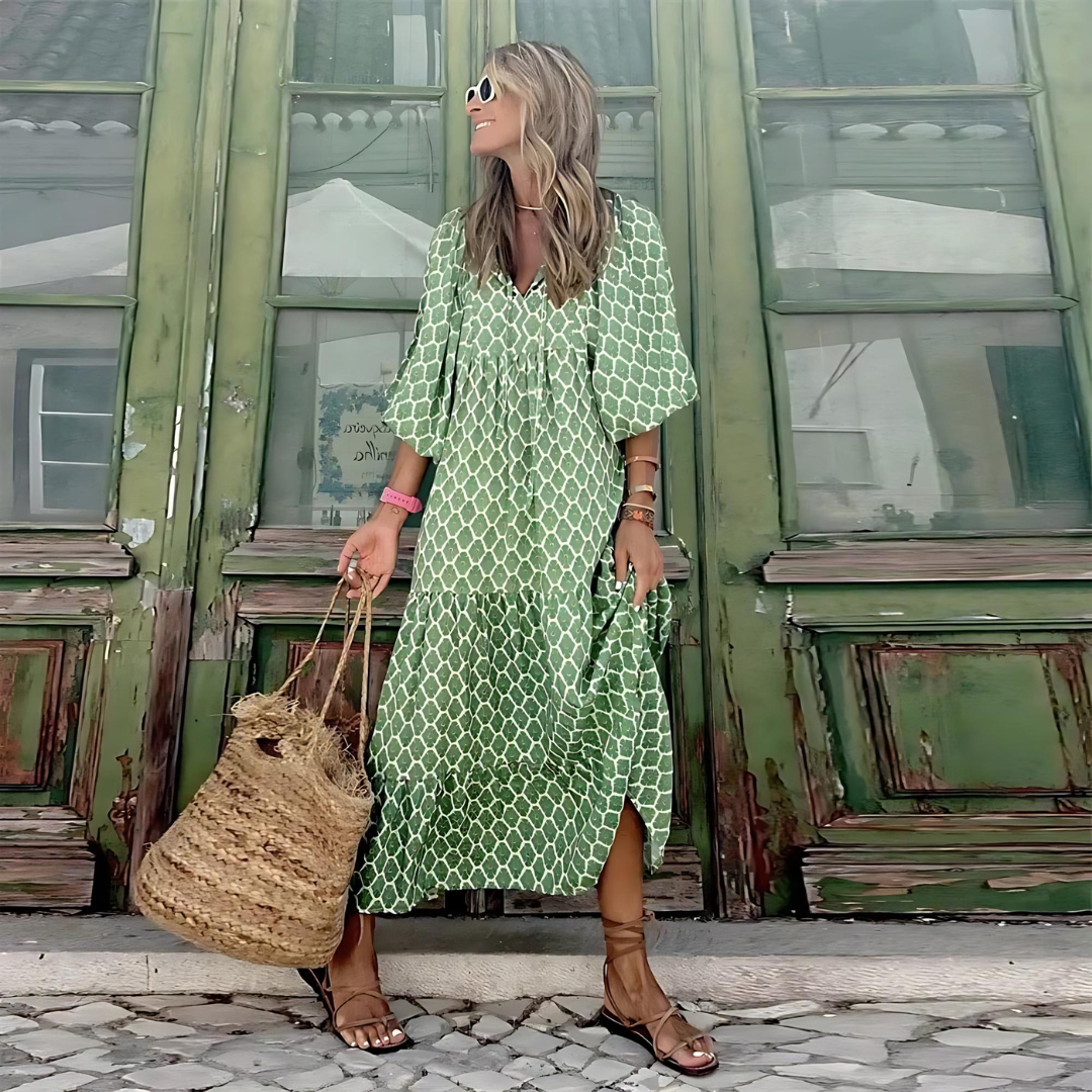 Dames Moeiteloze Lente Midi Jurk