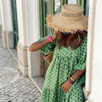Dames Lente Maxi Jurk Patroon Lange Mouwen
