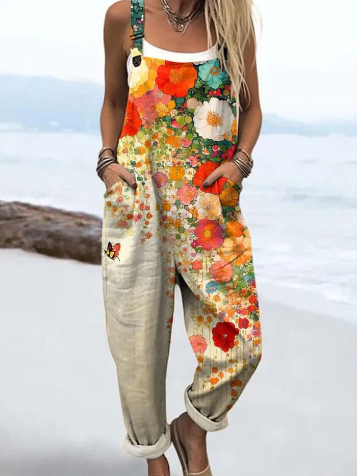 Dames Vintage Jumpsuit Bloemenprint