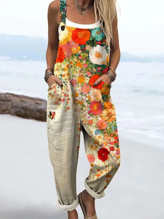 Dames Vintage Jumpsuit Bloemenprint