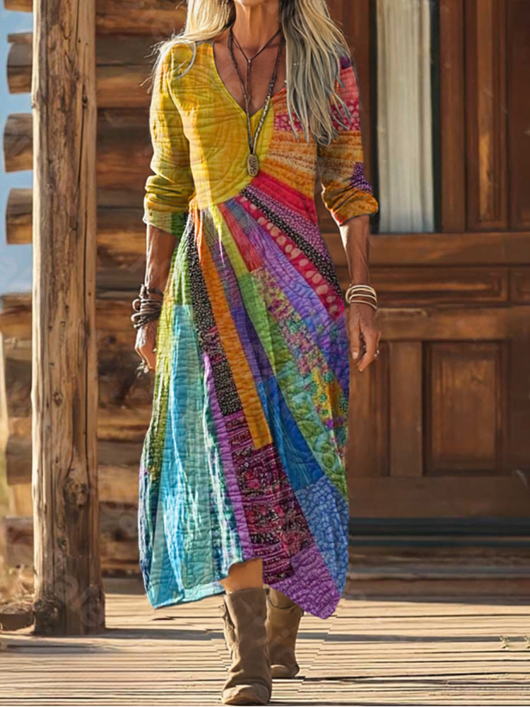 Women's Bohemian Midi Dress with an Elegant Look
