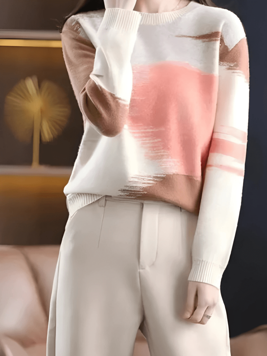 Dayana Trui | Dames Winter Gebreide Trui met Abstract Print