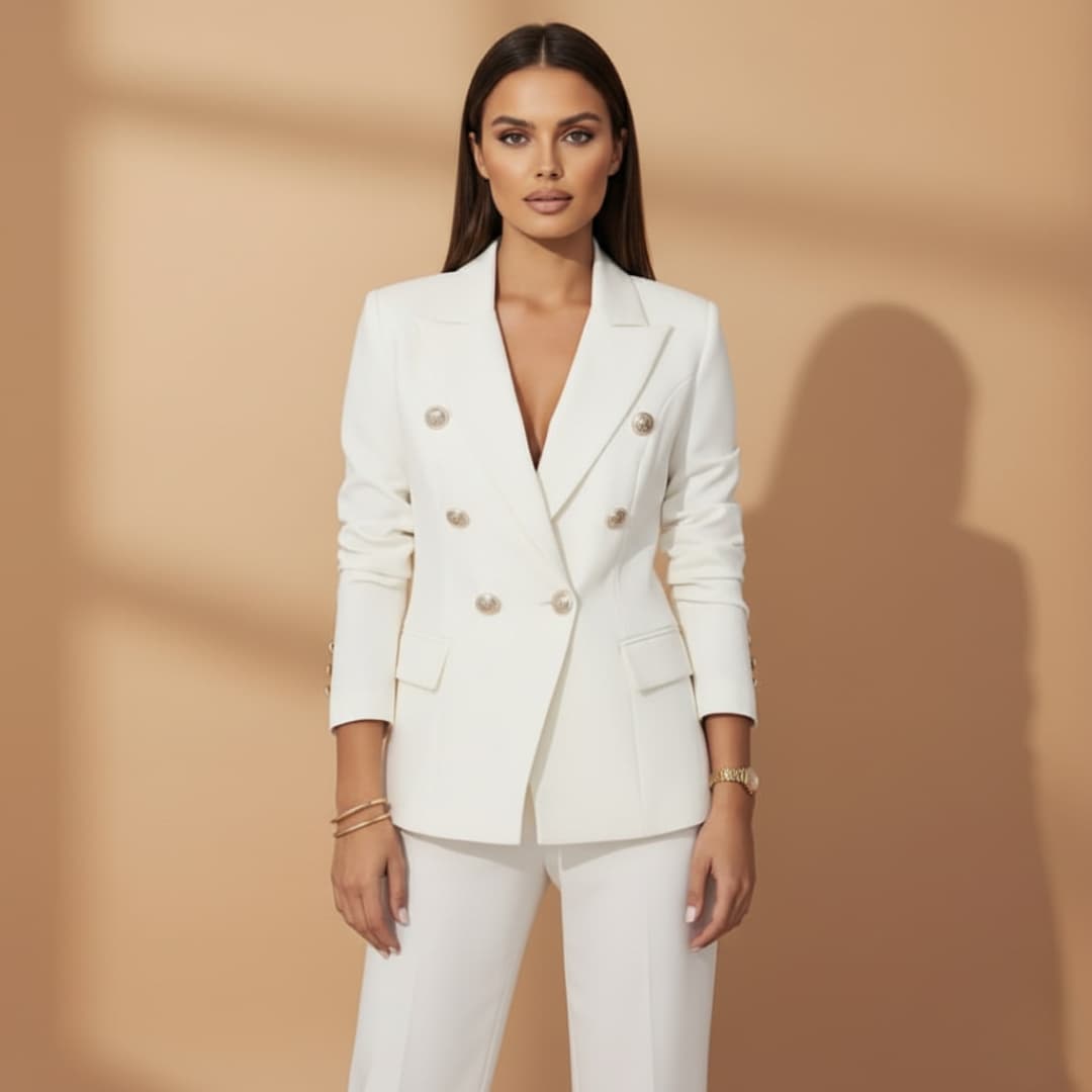 Dames Dubbelrijig Broekpak Elegante Stijl