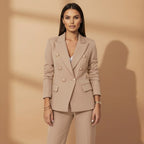Women's Double-Breasted Trouser Suit Elegant Style