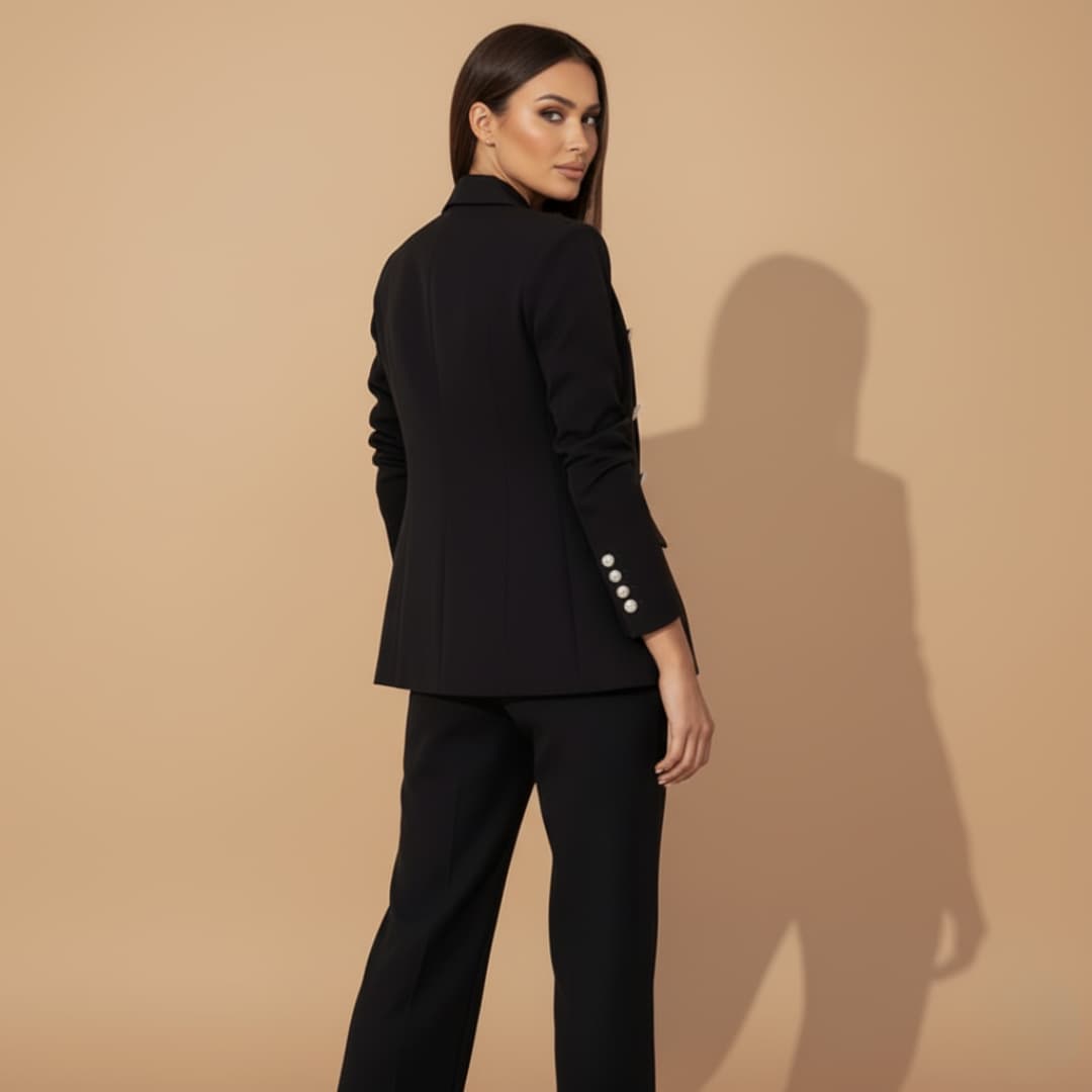 Dames Dubbelrijig Broekpak Elegante Stijl