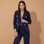 Women's Double-Breasted Trouser Suit Elegant Style