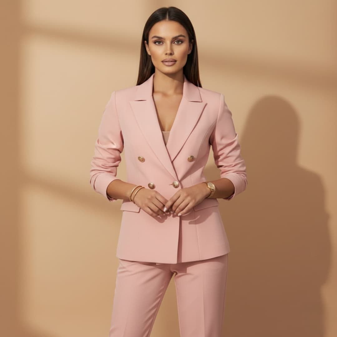 Dames Dubbelrijig Broekpak Elegante Stijl