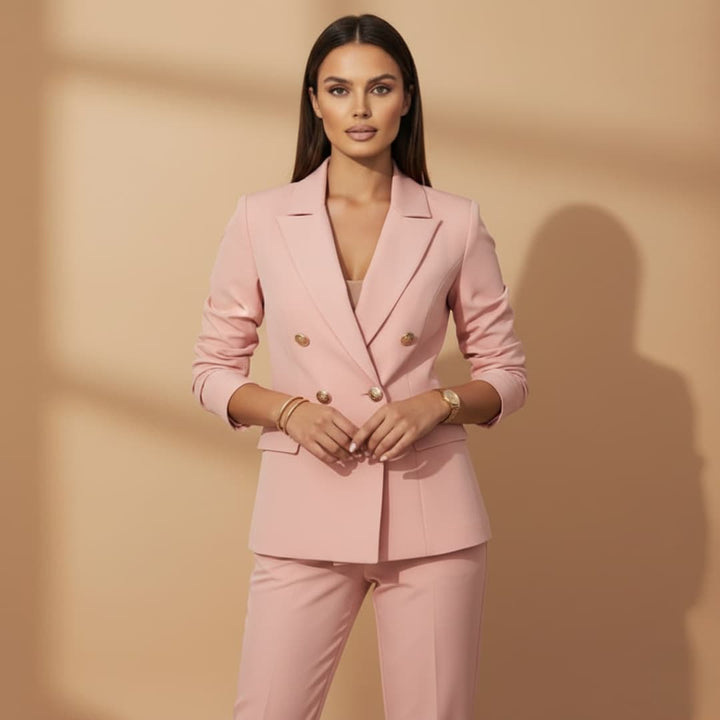 Dames Dubbelrijig Broekpak Elegante Stijl
