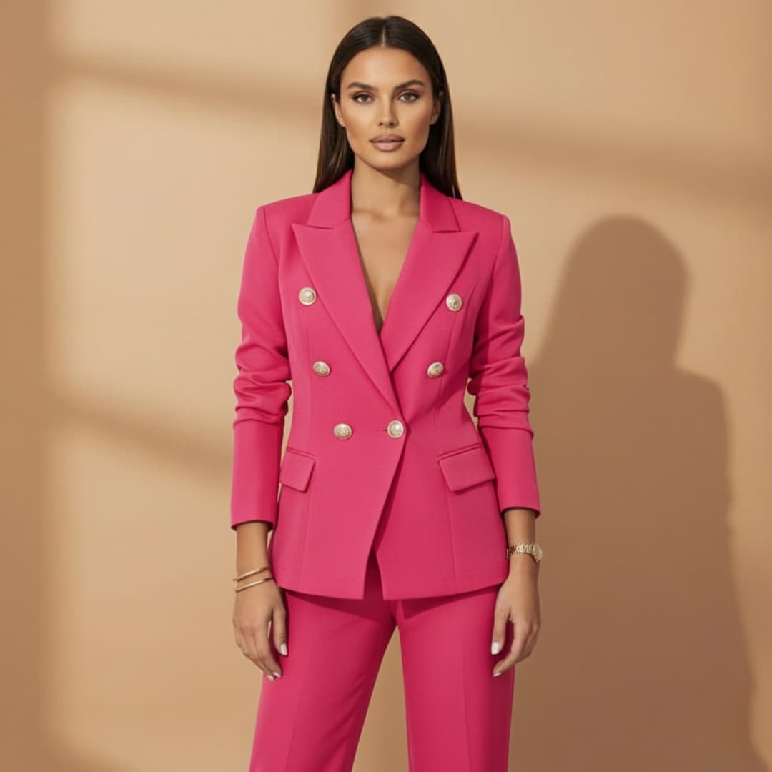 Dames Dubbelrijig Broekpak Elegante Stijl