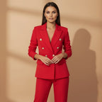 Women's Double-Breasted Trouser Suit Elegant Style