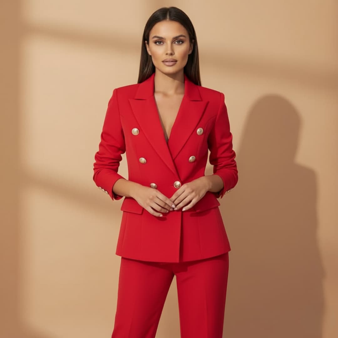 Dames Dubbelrijig Broekpak Elegante Stijl