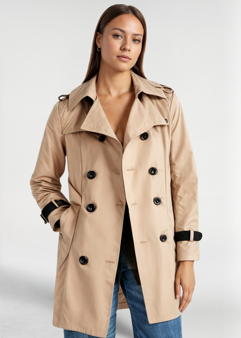 Wayna Jas | Dames Herfst Premium Double-Breasted Trenchcoat