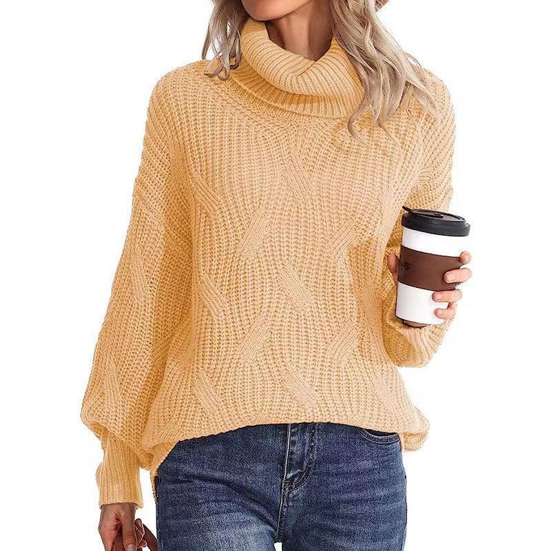 Ulliana Jumper | Dames Herfst Kabelgebreide Coltrui Jumper Met Geribde Mouwen