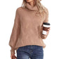 Ulliana Jumper | Dames Herfst Kabelgebreide Coltrui Jumper Met Geribde Mouwen
