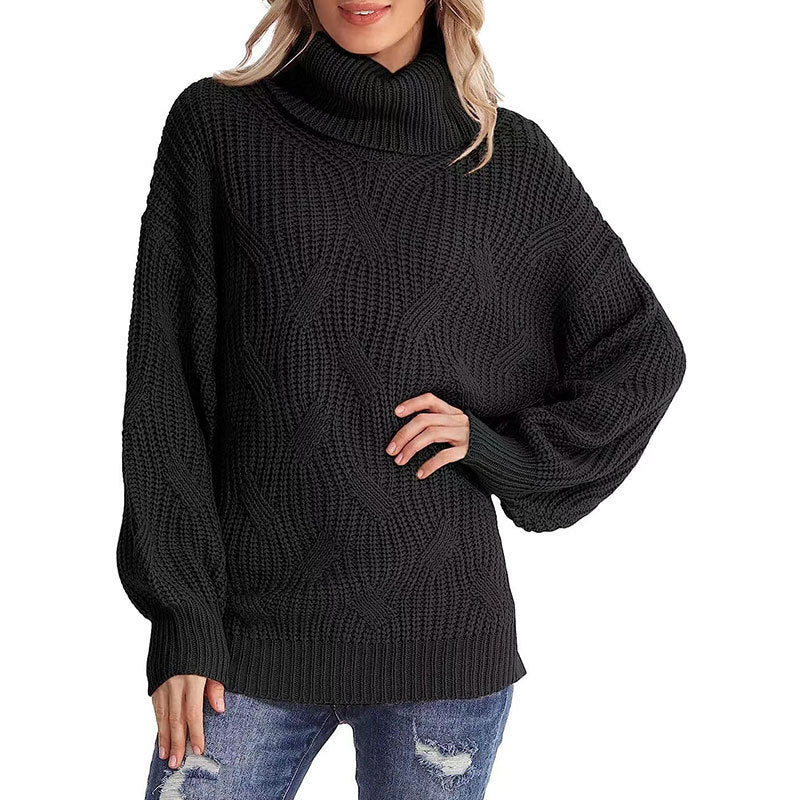 Ulliana Jumper | Dames Herfst Kabelgebreide Coltrui Jumper Met Geribde Mouwen