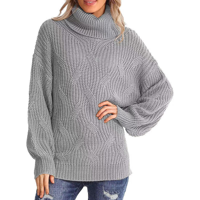 Ulliana Jumper | Dames Herfst Kabelgebreide Coltrui Jumper Met Geribde Mouwen