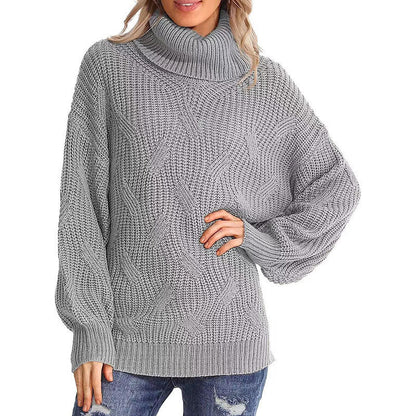 Ulliana Jumper | Dames Herfst Kabelgebreide Coltrui Jumper Met Geribde Mouwen