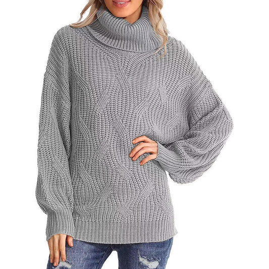 Ulliana Jumper | Dames Herfst Kabelgebreide Coltrui Jumper Met Geribde Mouwen